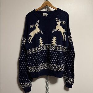 Vintage 1980s Wool Winter Knit Sweater Size Large